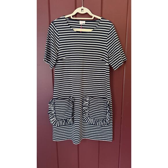 NWT Gorman Striped Cotton Ruffle Pocket Dress (10) - Picture 1 of 5